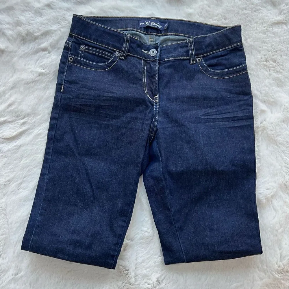Mini Boden Slim Fit Jeans Dark Wash Denim Adjustable Waist Kids / Girls 14Y